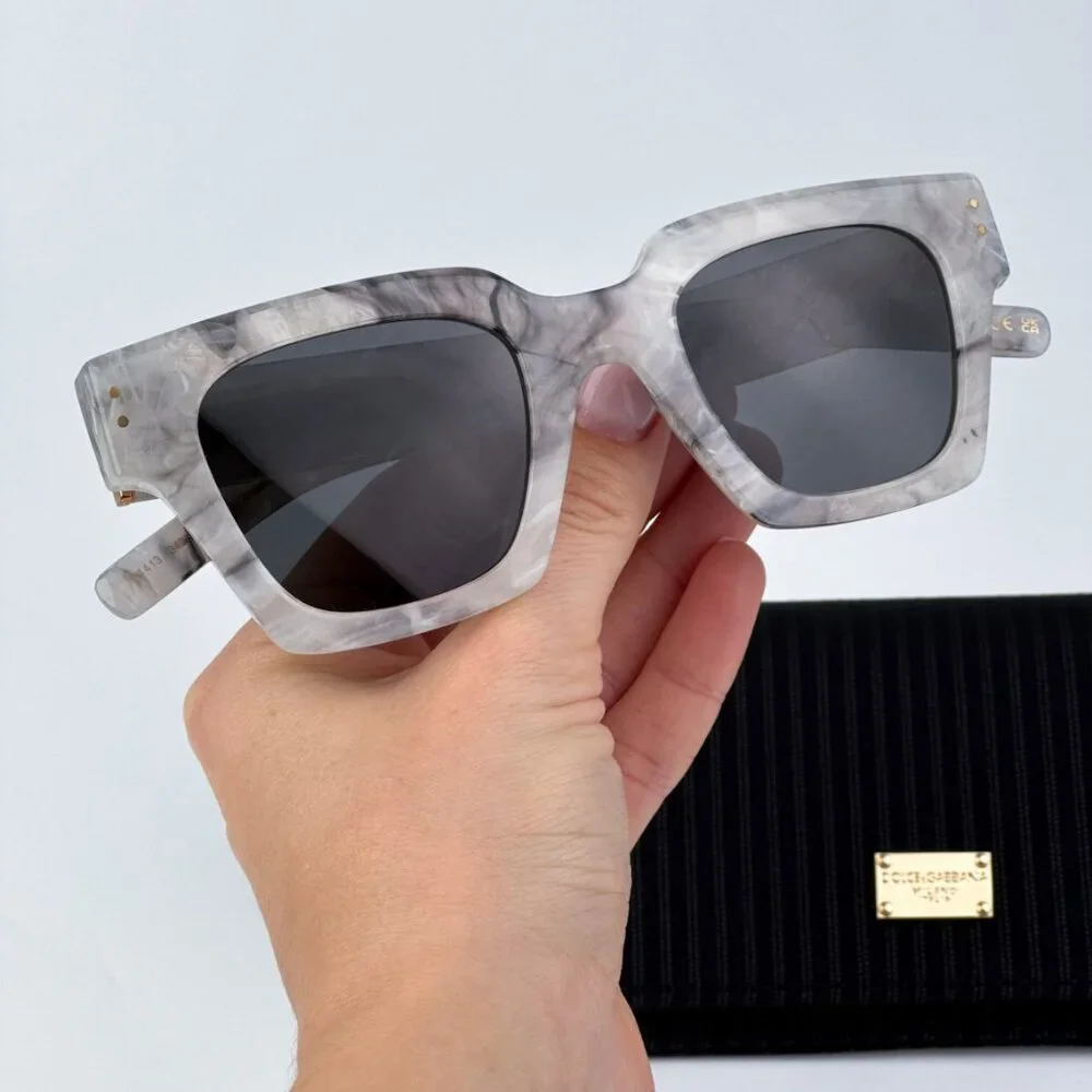 D&G DG4413 342887 BRAND NEW Sunglasses Grey Marble Grey Square Unisex